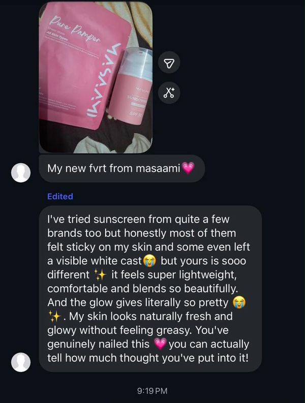 Customer message about Masaami